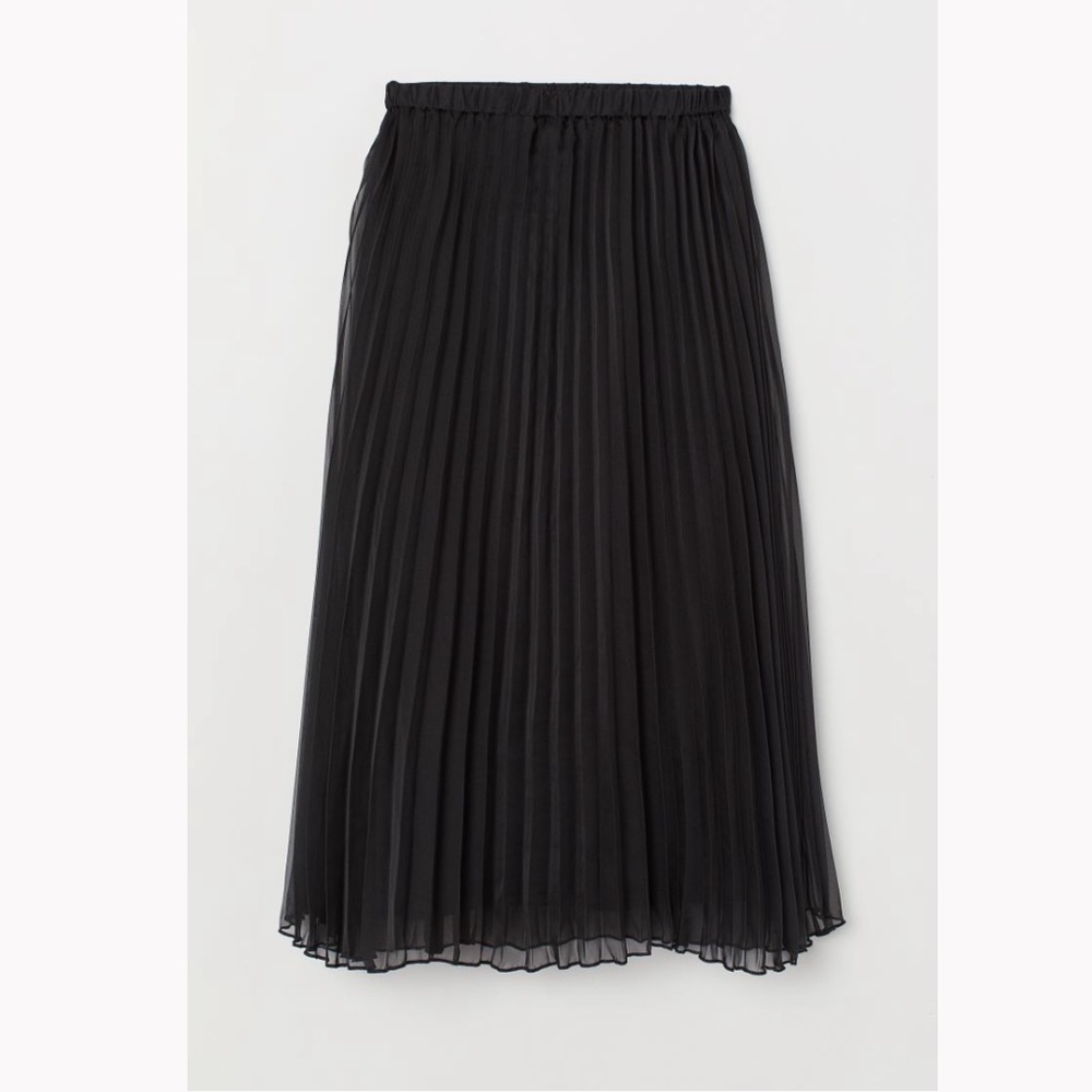H&M Black Pleated MIDI Skirt Sz 10 NWT
